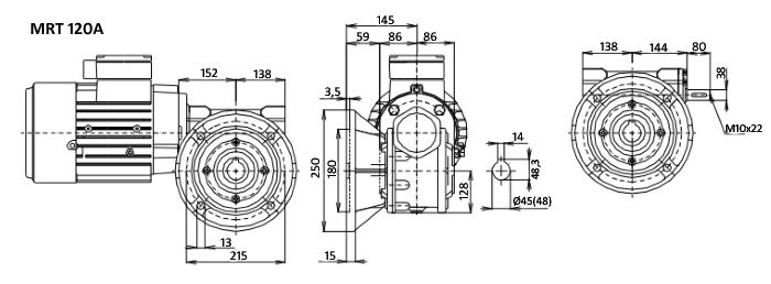 Размеры мотор-редуктора MRT 120